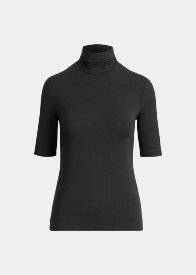 Tops Ralph Lauren Mujer Negros - Jersey Turtleneck - NVQBP5391